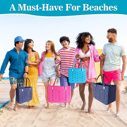 EVA Waterproof Beach Bag – M/L/XL Fashion Rubber Tote for Women, Solid Color Shoulder Bag for Travel, Picnic & Shopping Storage