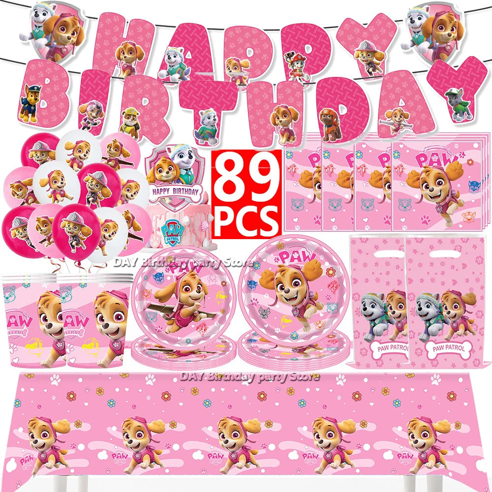 Paw Patrol Kids Birthday Party Supplies Set – Cups, Plates, Napkins, Gift Bags & Cake Toppers Decorations Kit