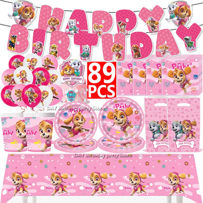 Paw Patrol Kids Birthday Party Supplies Set – Cups, Plates, Napkins, Gift Bags & Cake Toppers Decorations Kit