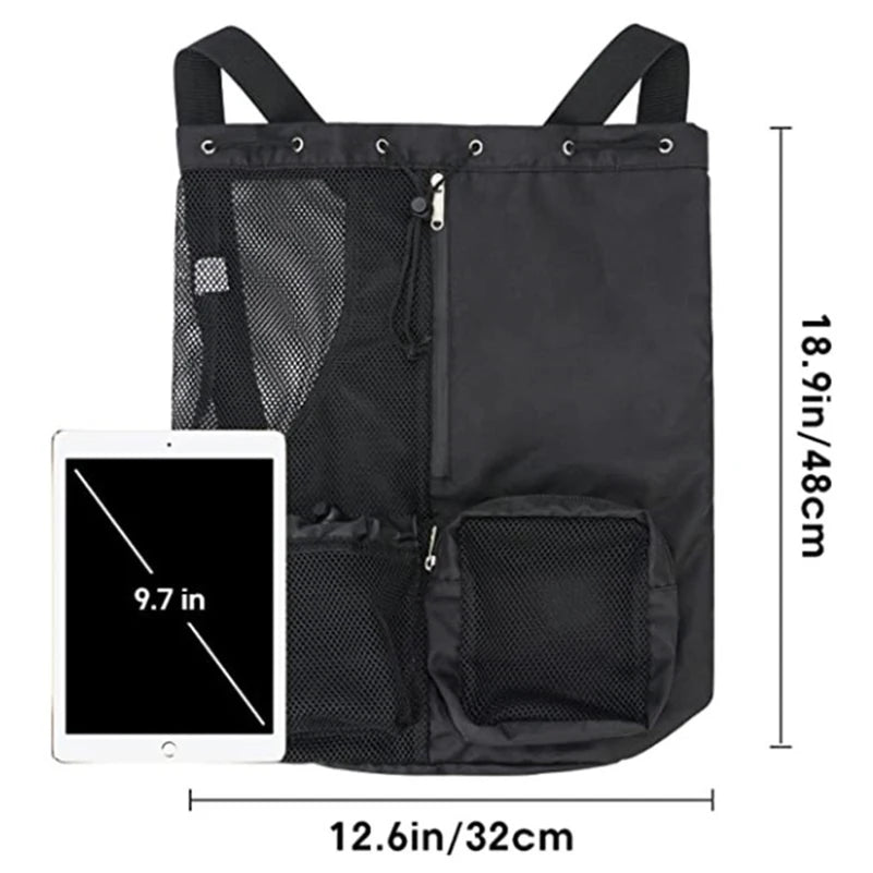 Swim Gear Mesh Backpack with Wet Pocket - Multipurpose Drawstring Beach Bag for Swimming, Gym and Workout Essentials