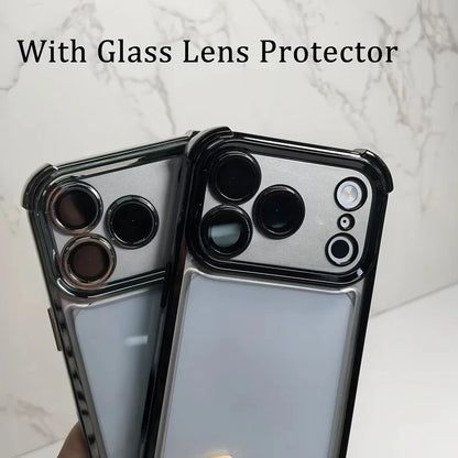 Luxury Clear Shockproof iPhone Case - Wrist Strap, Lens Protector & Protective Cover