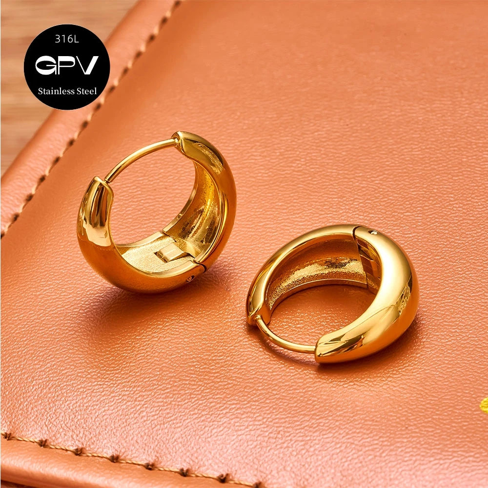 2PCS 316L Stainless Steel Earrings – Niche Design Perforated Luxury Jewelry for Women