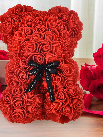 25cm Eternal Rose Teddy Bear – Artificial Flower Gift for Mom, Mother’s Day, Birthday, Valentine’s & Anniversary