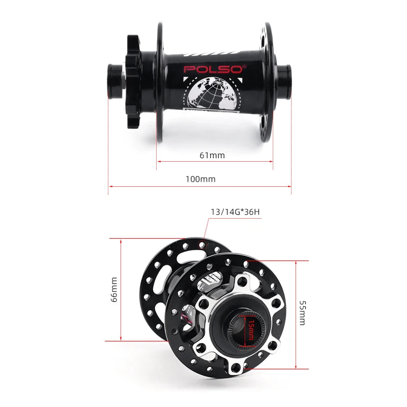 POLSO MH011 MTB Bike Hub – 32H/36H Mountain Hub for 8-12 Speed, 100x15mm & 142x12mm Disc Brake Bicycle