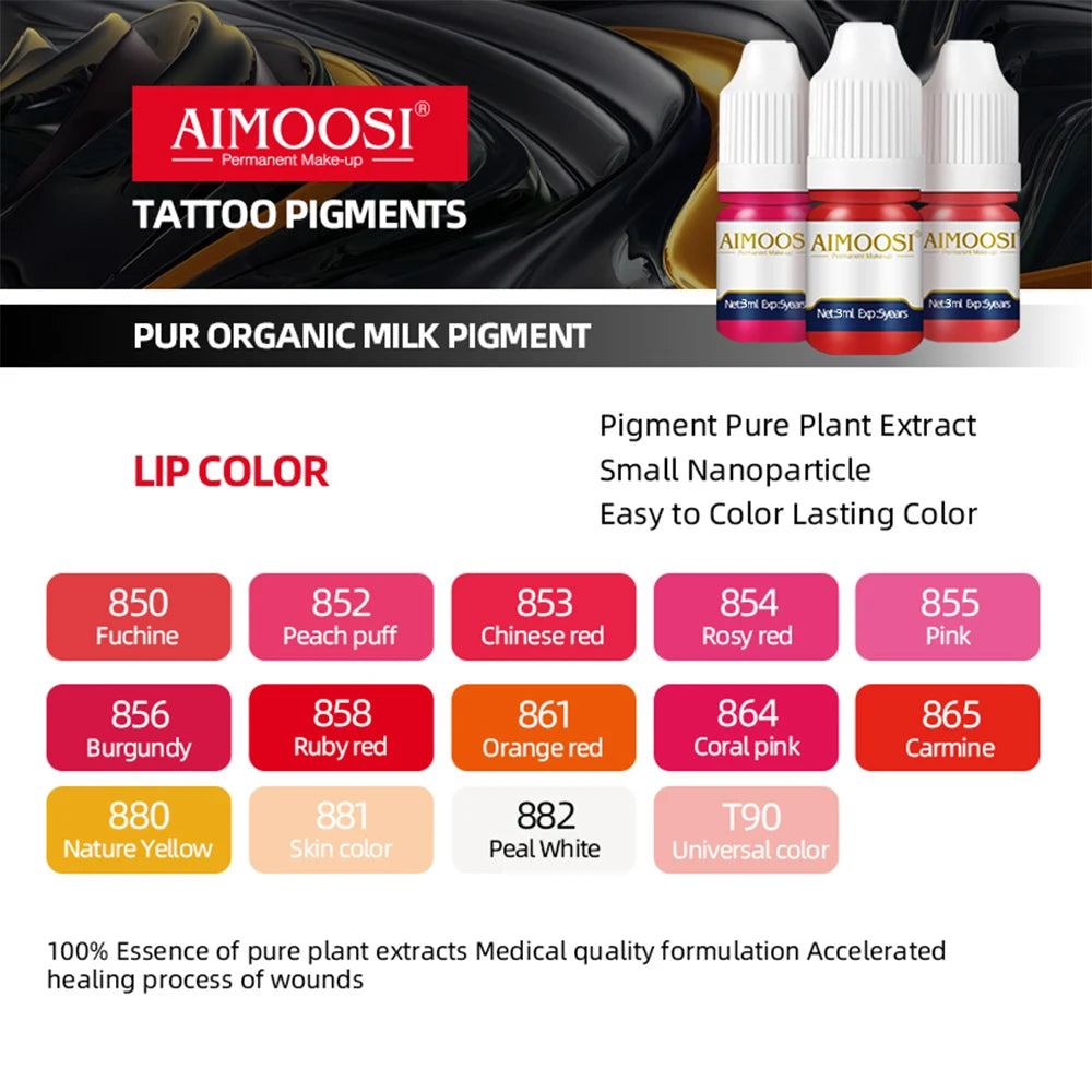 3ml Microblading Pigments: Tattoo Ink Nano Pigment Milkly Colors for Semi Permanent Makeup Sets - Enhance Eyebrows, Eyeliner, and Lips Beauty