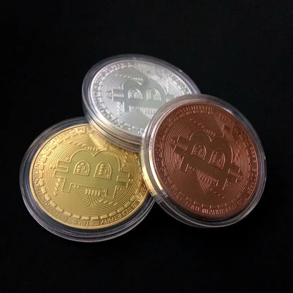 Casascius Bitcoin Commemorative Coin – Gold Plated BTC Metal Collector’s Edition with Protective Case