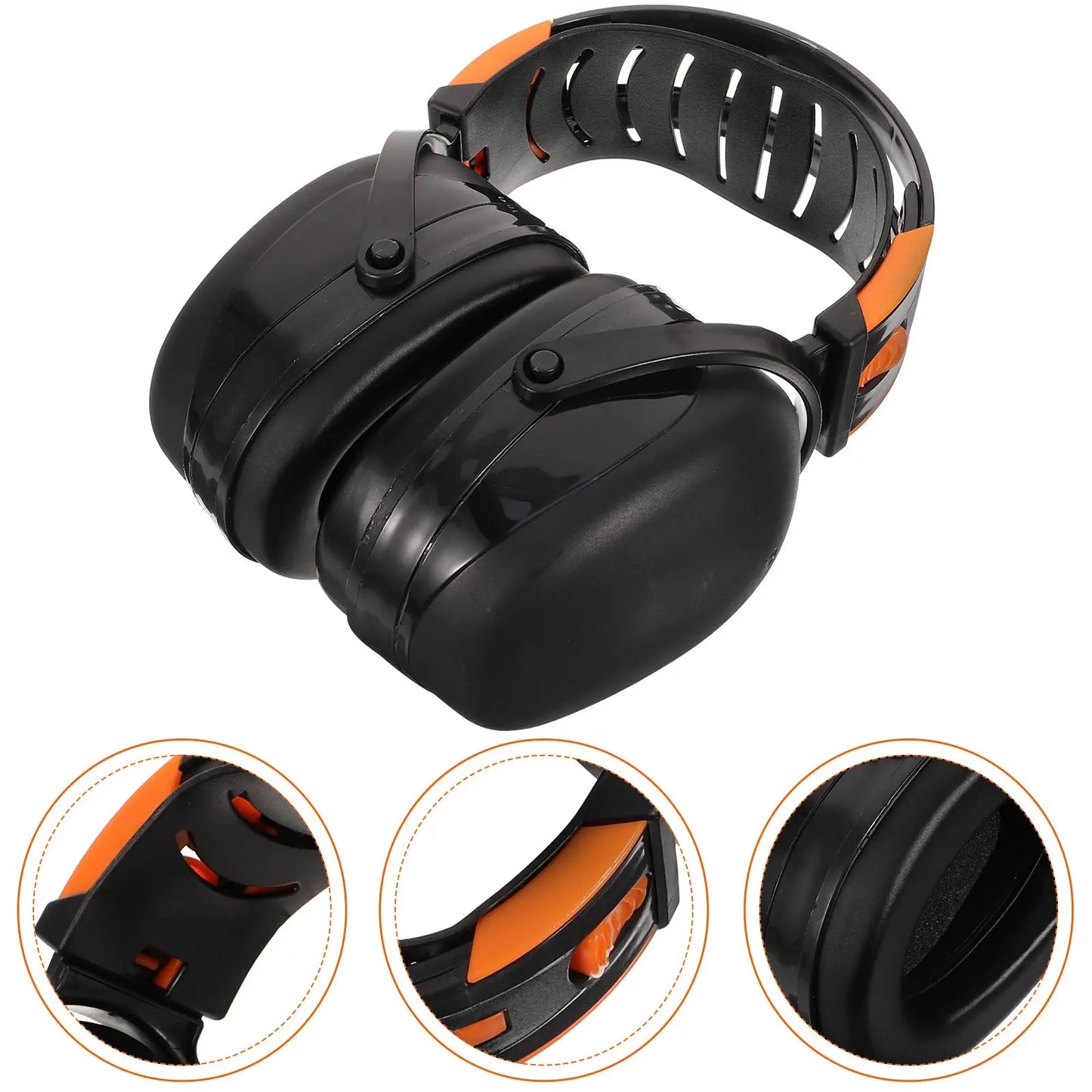 Adjustable Noise-Reducing Ear Muffs - Soundproof Industrial Hearing Protection Headphones in Black