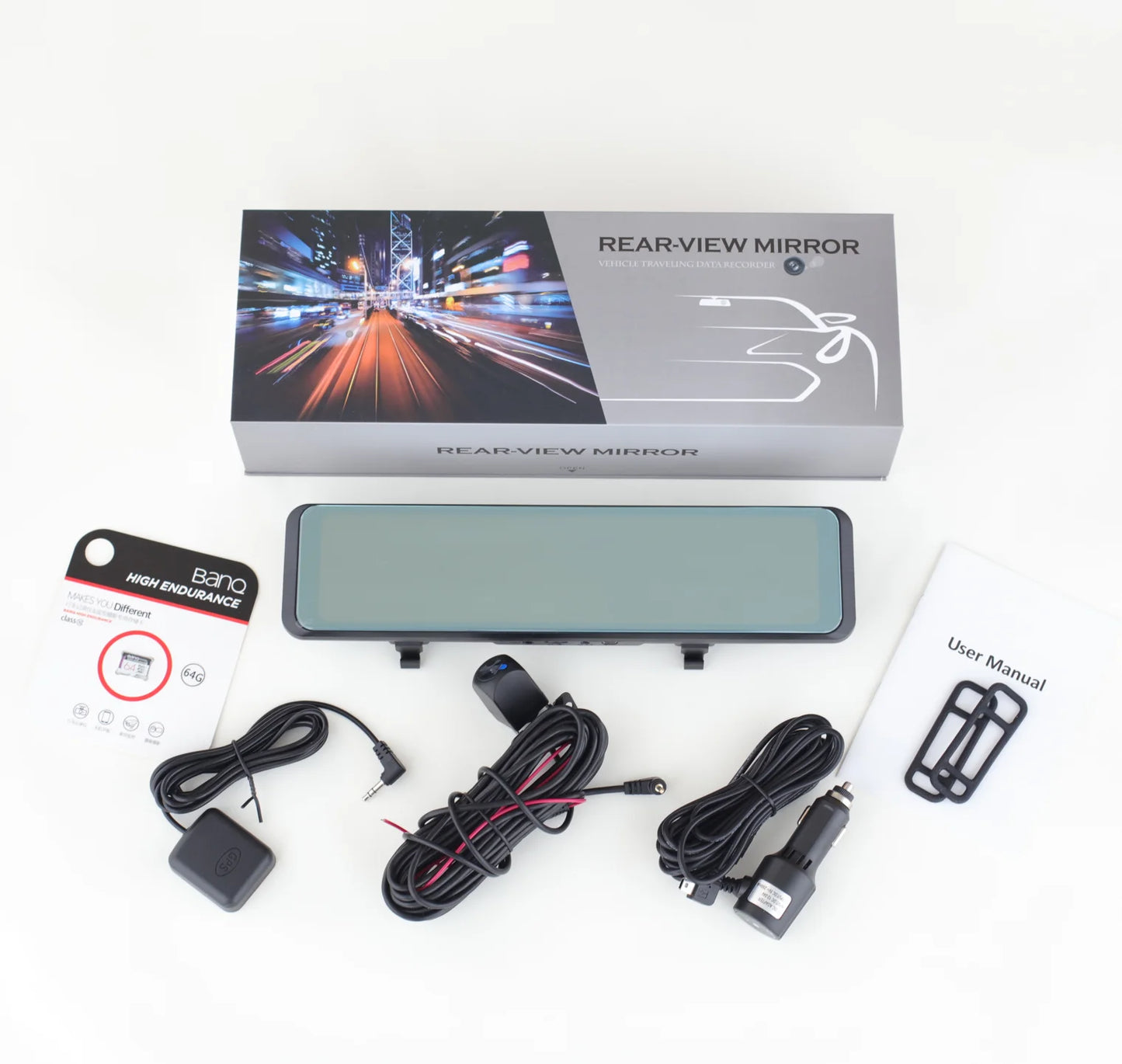 4K 12-Inch Dual Lens Dash Cam – 3840*2160P, WIFI, GPS, APP, Rearview Mirror Camera, Touch Screen Streaming Video Recorder, Car DVR
