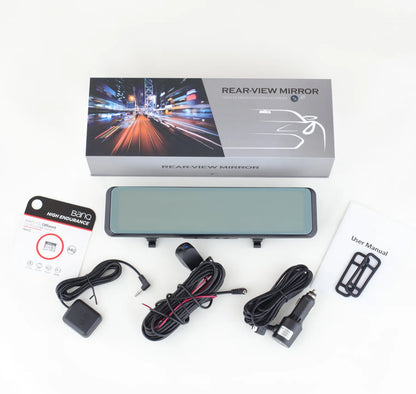 4K 12-Inch Dual Lens Dash Cam – 3840*2160P, WIFI, GPS, APP, Rearview Mirror Camera, Touch Screen Streaming Video Recorder, Car DVR