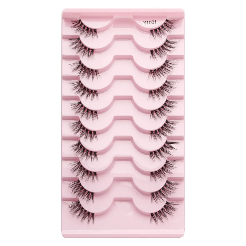 SHIDISHANGPIN 5/10 Pairs Cat Eye False Lashes – 3D Mink Half Lashes, Eyelash Extensions for Natural Makeup, Faux Cils Maquiagem