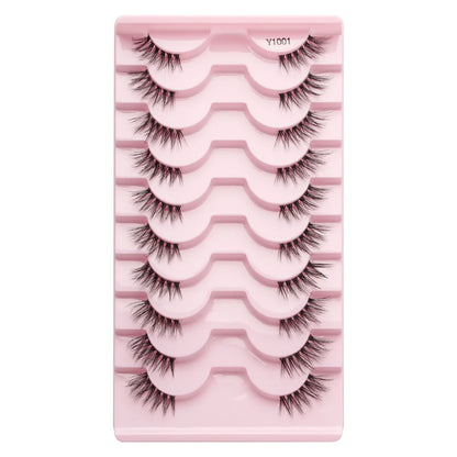 SHIDISHANGPIN 5/10 Pairs Cat Eye False Lashes – 3D Mink Half Lashes, Eyelash Extensions for Natural Makeup, Faux Cils Maquiagem