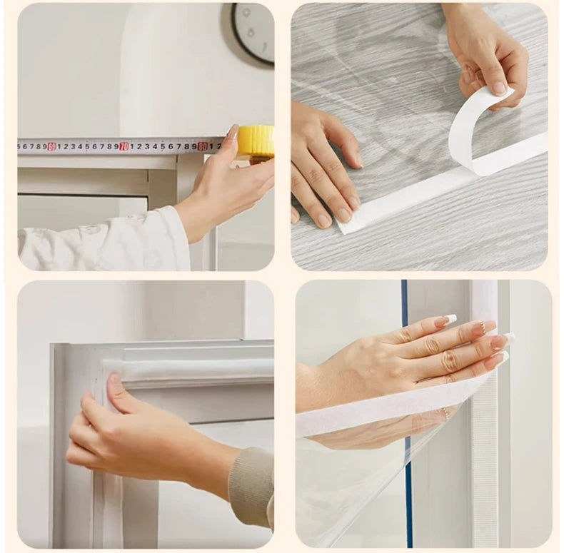 Winter Insulated Window Curtains – Thick Transparent Plastic, Windproof & Cold-Proof Sealing Screens