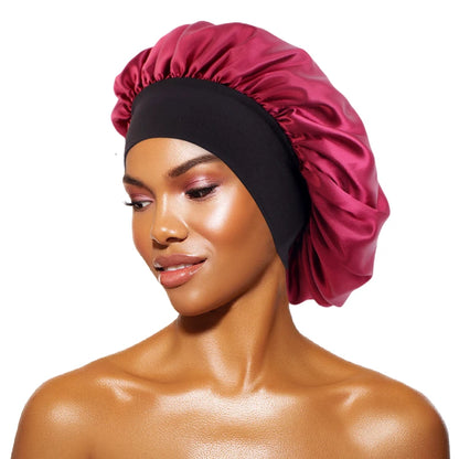 Women's Satin Wide-Brimmed Bonnet – Unisex Night Sleeping & Bathing Head Wrap with Elastic Band for Hair Care