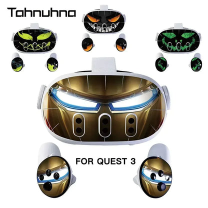 Vinyl Skin Sticker for Meta Quest 3 VR Headset & Controllers – PVC Halloween Pattern Decal Wrap Cover for Oculus Quest 3 Accessories