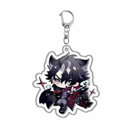 Genshin Impact Sigewinne Arlecchino & Charlotte Keychain – Anime Game Acrylic Backpack Pendant Accessory