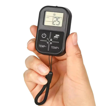 Mini Universal AC Remote Control - English Display with Indoor Thermometer and Portable Handle
