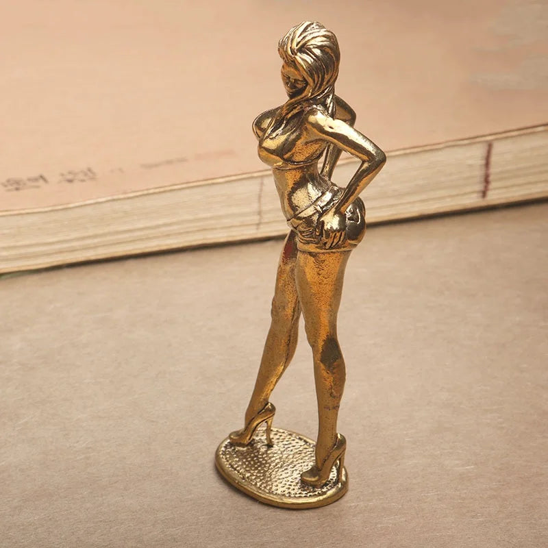 Solid Copper Bikini Woman Figurine Statue – Sexy Beauty Model Collectible Ornament Gift for Men & Home Decor Display