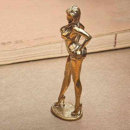 Solid Copper Bikini Woman Figurine Statue – Sexy Beauty Model Collectible Ornament Gift for Men & Home Decor Display