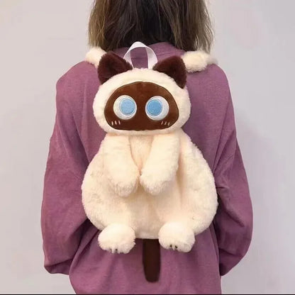 40cm Kawaii Big Eyes Cat Plush Toy Backpack – Cute, Large-Capacity Stuffed Animal Bag for Boys, Girls, & Women