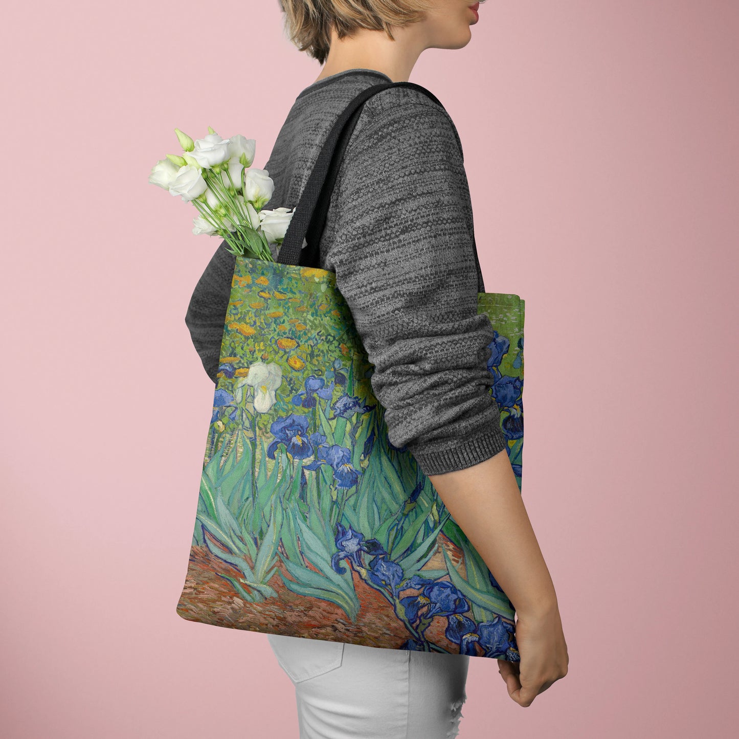 Oil Painting Printed Canvas Tote Bag - Lightweight, Multi-functional Women's Handbag for Daily Use and Shopping