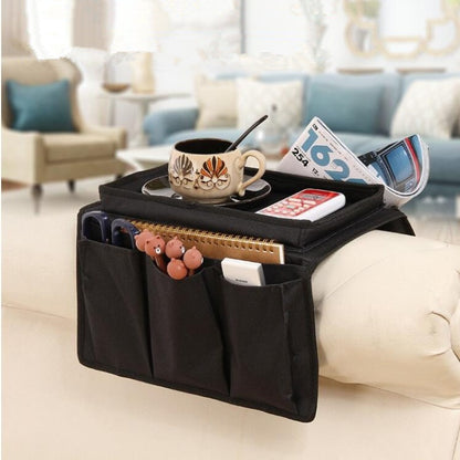 Couch Armrest Storage Organizer — 6-Pocket Remote Control Holder Bag for TV Sofa