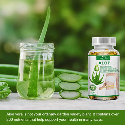 Aloe Vera Extract Capsules – Maximum Strength Detox, Acidity Balance & Immune Support, 120 Capsules