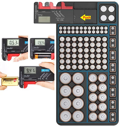 Digital Battery Storage Box Organizer with Tester - AAA, AA, C, D, 9V Battery Levels Checked