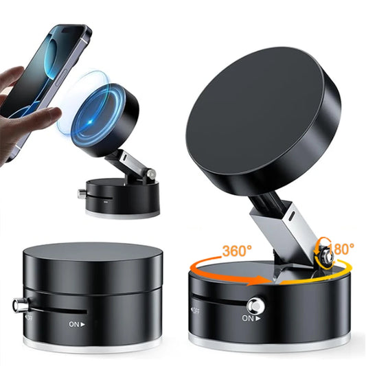 Ultra Magnetic Foldable Car Phone Mount – 360° Rotation Dashboard Holder with Vacuum Suction Cup & GPS Stand