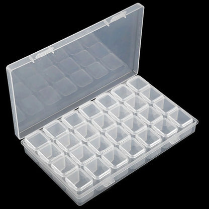 Plastic Storage Box with 28/32/48/56/64 Slots – DIY Diamond Painting Beads, Charms & Jewelry Accessories Organizer