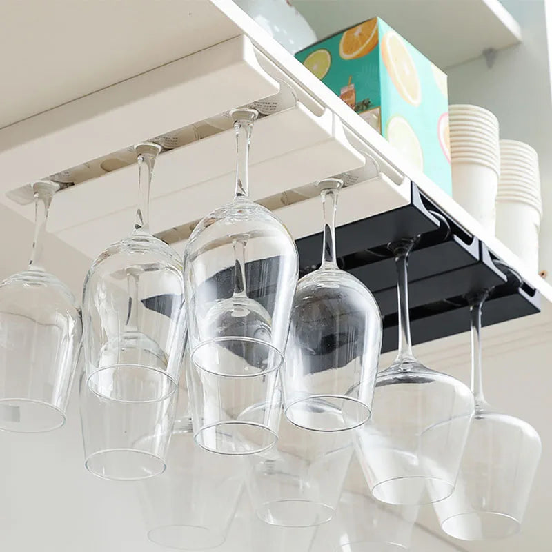 Wine Glass Rack: Non-Drilled Cup Holder for Kitchen and Dining Room - Upside-Down Household Rack for Wine Glasses