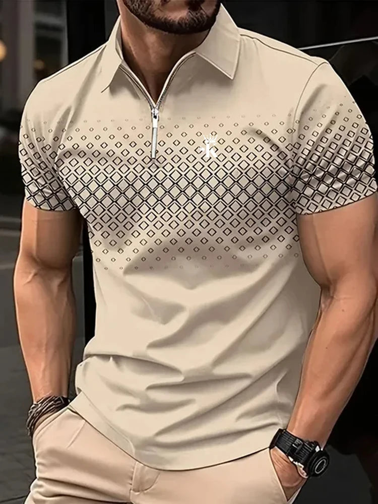 Men's Golf Polo Shirt - Business Casual Short Sleeve 3D Print Summer Polo