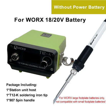 72W T12 Cordless Soldering Station – Compatible with Dewalt, Makita, Milwaukee, Worx 20V Max Li-ion Batteries, DIY Repair Tool