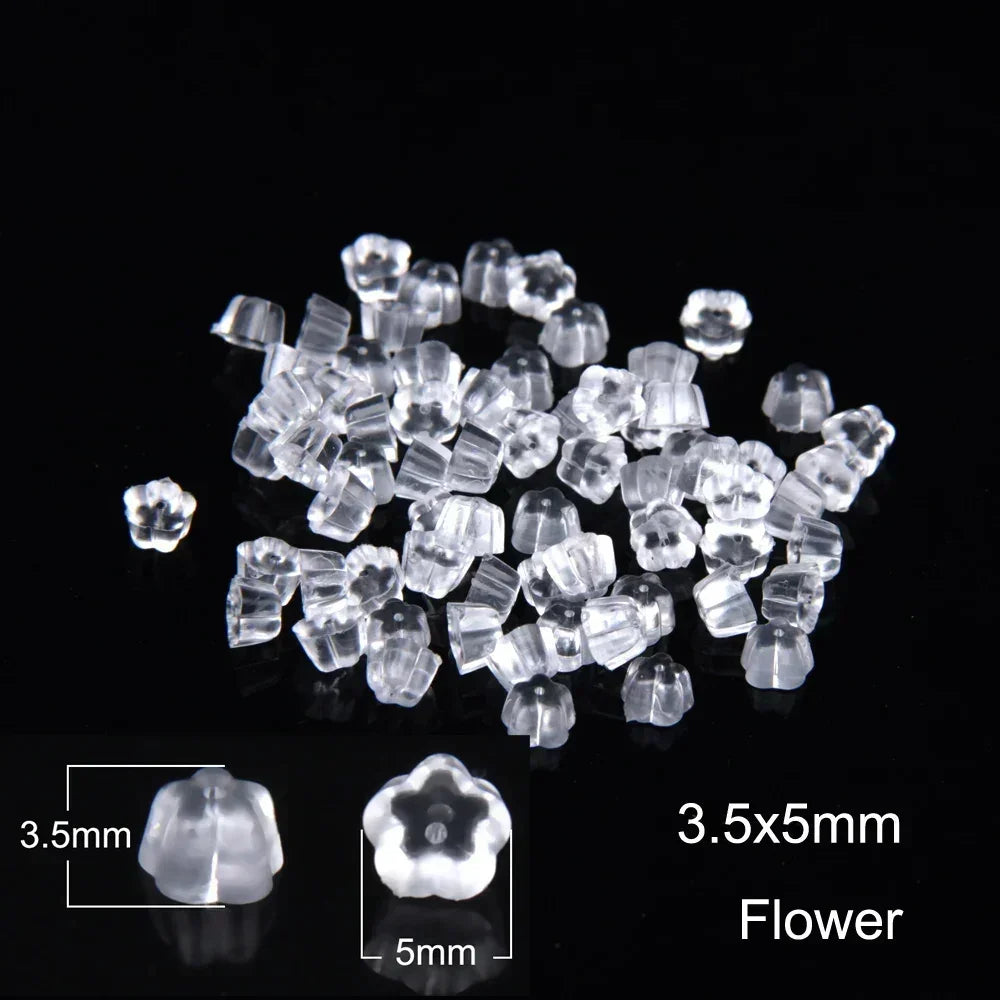50–2000PCS Soft Silicone Earring Back Stoppers – Clear Rubber Stud Earring Safety Backs, DIY Jewelry Findings Accessories for Secure Fit