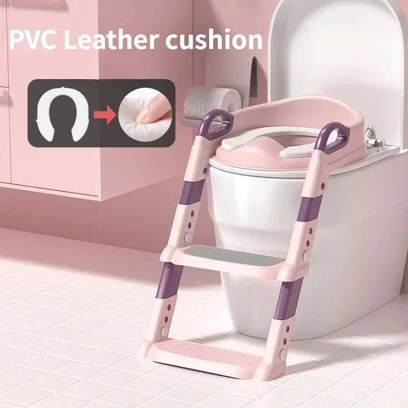 Children's Toilet Seat & Step Stool – Folding Toilet Ring with Stairway for Boys & Girls