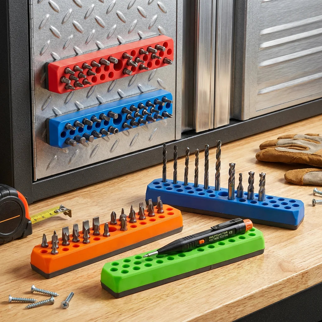 43-Hole Magnetic Screwdriver Bit Storage Box - 1/4-Inch Hex Bit Holder for Toolboxes and Drill Bit Storage