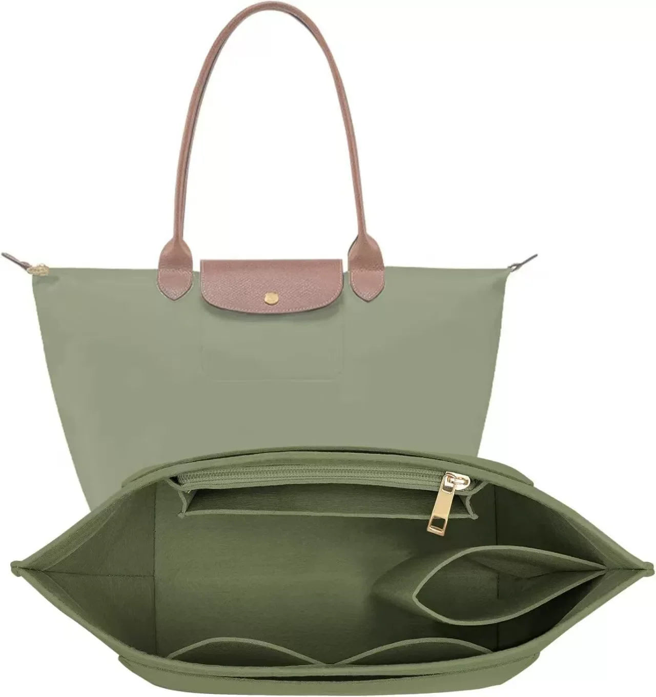 Longchamp Le Pliage S/ML Purse Organizer Insert — Custom Felt Liner with Multi-Compartment Bag Organizer