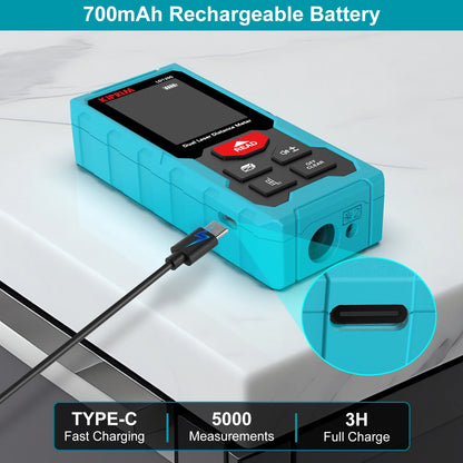 Kiprim Dual Laser Distance Meter, Rechargeable 120m Bilateral Laser Rangefinder, Digital Tape Measure with Angle Measurement Tool