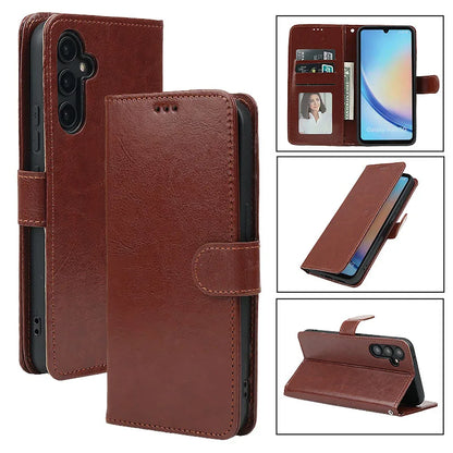 Samsung Galaxy A17–A07–A06–A05–A05S–A04E–A04–A04S–A16–A15–A25–A35–A55–A54–A34–A24–A02 Case - Flip Leather Wallet Cover with Card Slot