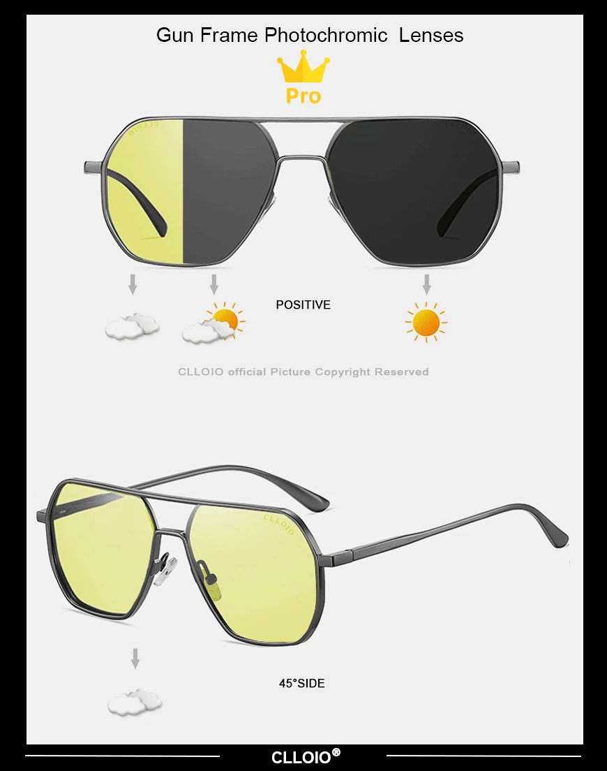 CLLOIO Anti-Glare Day & Night Vision Glasses – Polarized Photochromic UV400 Driving Sunglasses for Men & Women
