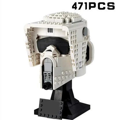 MOC Space Wars Helmet Building Blocks — Stormtrooper & Vader Fighter Model Bricks Toy, Birthday & Xmas Gift for Kids, Home Decor