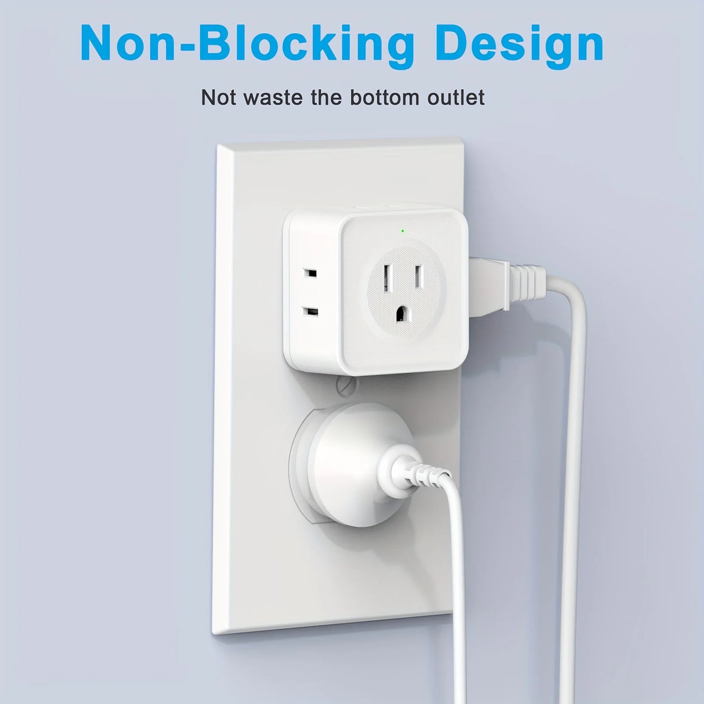 5-Way Multi Plug Outlet Extender - Wall Outlet Expander for Travel, Home, Office, Dorm - Small Electrical Outlet Splitter