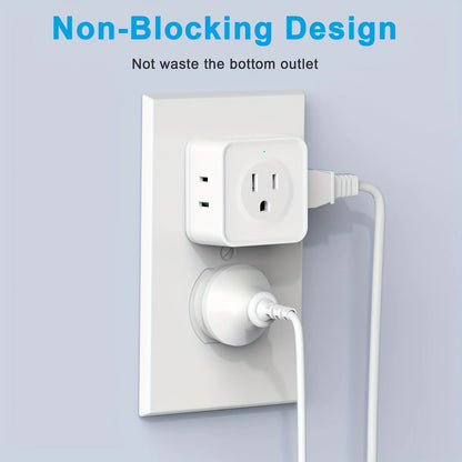 5-Way Multi Plug Outlet Extender - Wall Outlet Expander for Travel, Home, Office, Dorm - Small Electrical Outlet Splitter