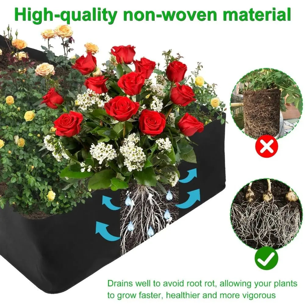 Garden Planting Bag - Multi-Gird Felt Rectangle Nursery Pot for Vegetables, Tomatoes, Potatoes - Planting Container