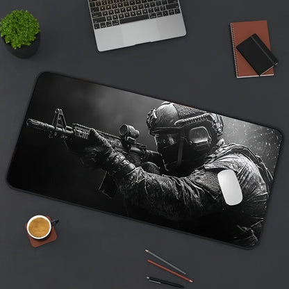 XXL Tactical Soldier Mouse Pad — Large Non-Slip Gaming Desk Pad with Stitched Edges