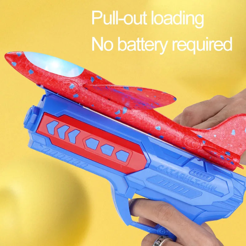 Outdoor Catapult Gun Toy for Children - Foam Plane Launcher with 15M Range - Airplane Shooting Roundabout Sports Toy - Ideal Boy's Birthday Gift