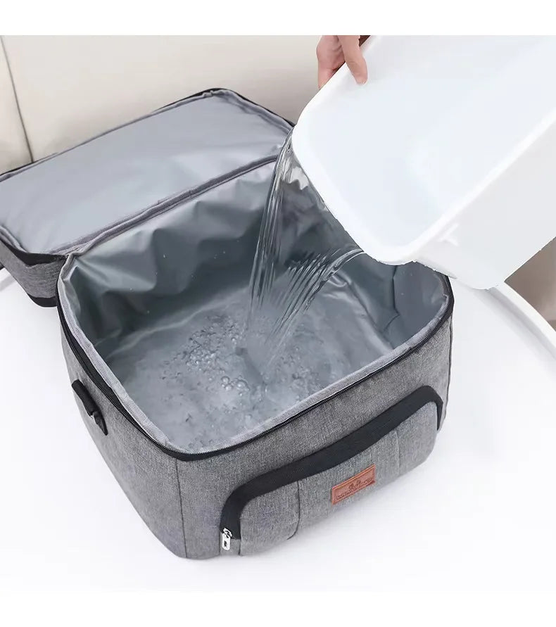 Multifunctional Double-Layer Tote Cooler Bag – Large Capacity Travel and Picnic Lunch Box with Shoulder Strap for Men and Women