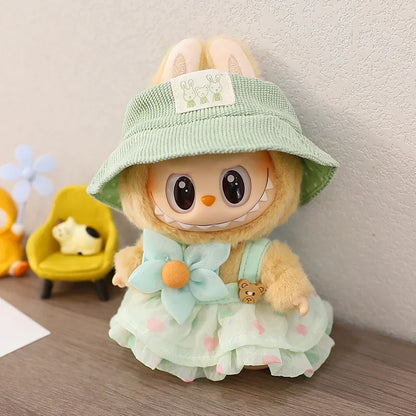 17cm Mini Doll Clothes Set – Kpop EXO Labubu Idol Raincoat, Love Bear Dress & Hat Accessories, Clothing Gift