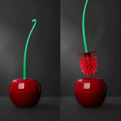 Cherry Shape Toilet Brush Set - Creative Lavatory Cleaning Brush with Decorative Holder for Bathroom