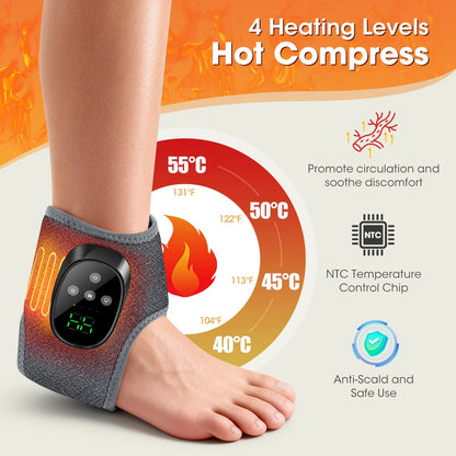 Electric Heated Foot Massager - Cordless Vibration Ankle Wrap for Home & Office Relaxation