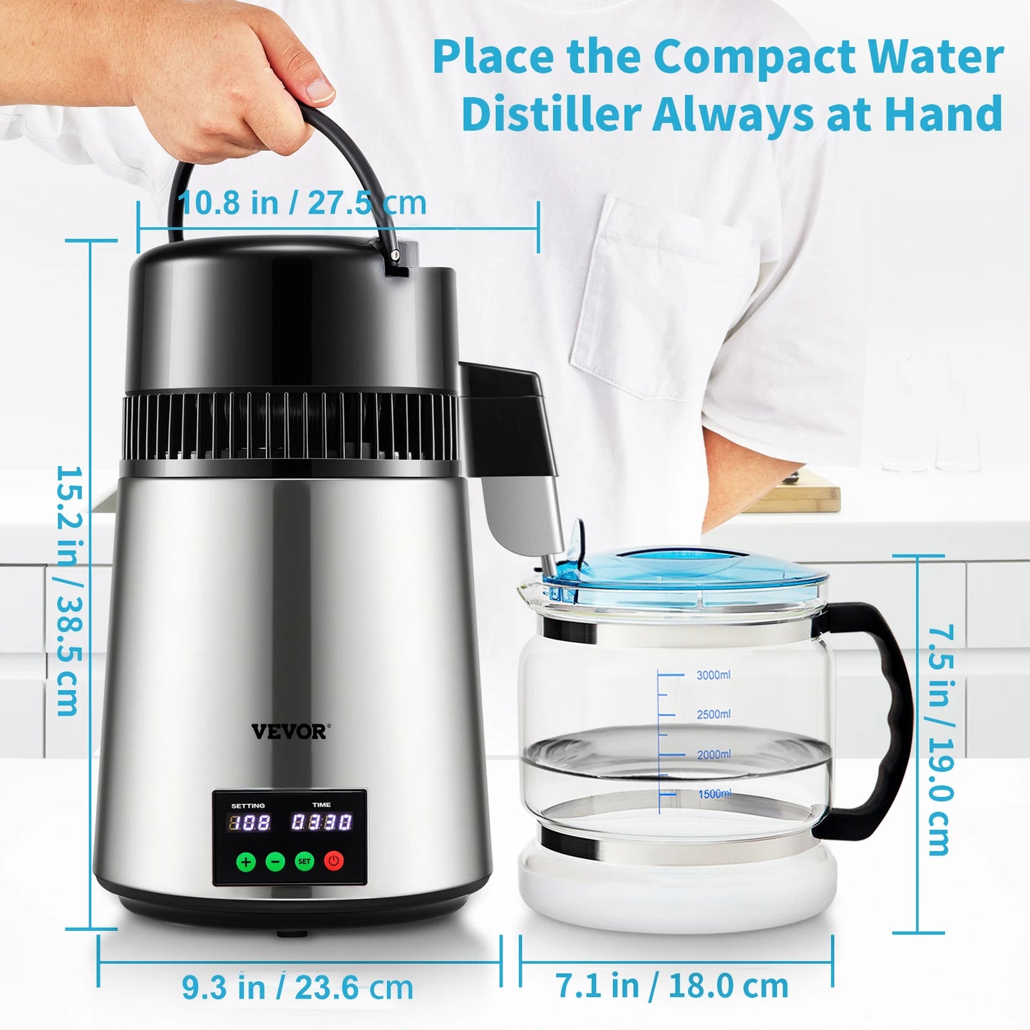 SucceBuy 4L Water Distiller – Home Purifier with 1L/H Distilling Speed & Touch Screen